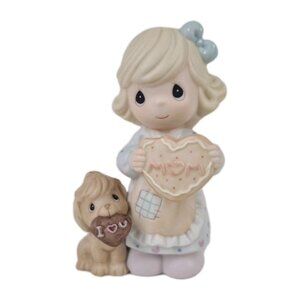 PRECIOUS MOMENTS "Mom, You're A Sweetheart" 104850 GIRL Puppy Cookie Figurine